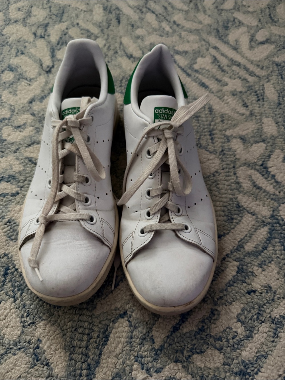 adidas White Leather Sneakers with Green Heel Tab